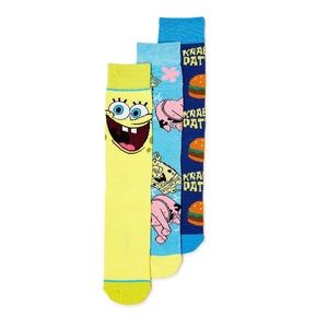 Men's SpongeBob SquarePants Three-Pack of Crew Socks